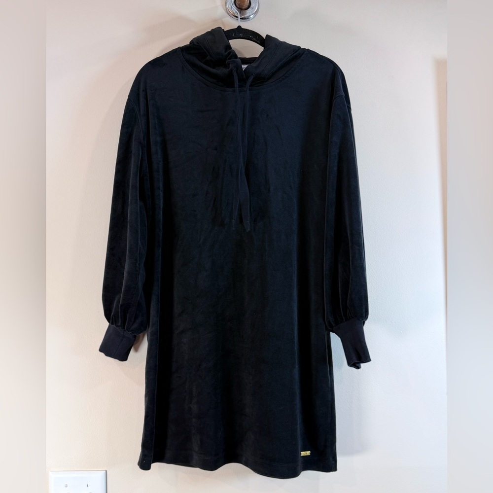 🔥Calvin Klein Women’sVelvet Black Hoodie Dress Size M EC🔥